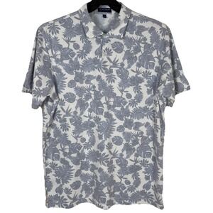 Peter‎ Millar Crown Crafted Polo Shirt Mens Large Gray White Floral Stretch